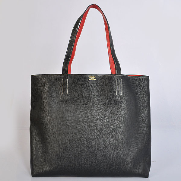 1988 Hermes shopping bag in pelle clemence in Black / Fiamma